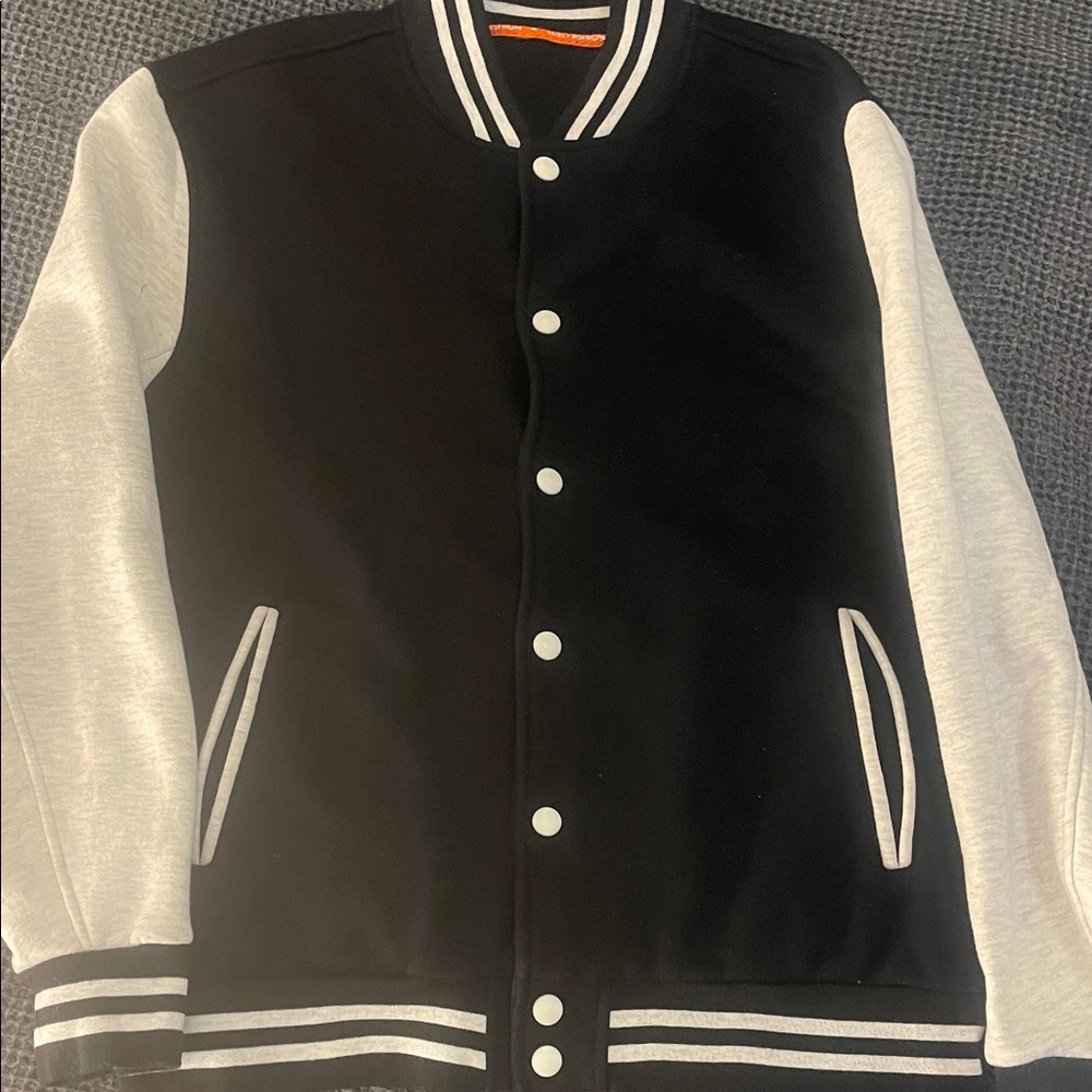 Black and White Varsity sweatshirt Jacket - Men's Letterman Style